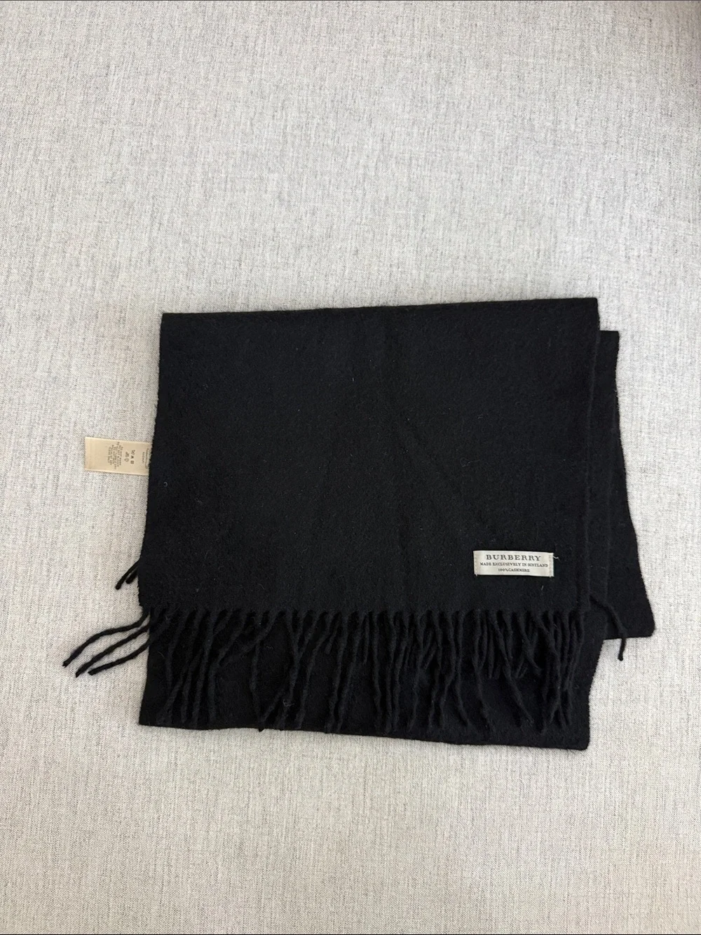 Burberry Black Wool Fringe Scarf